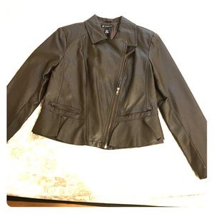 Brown asymmetric zipper jacket